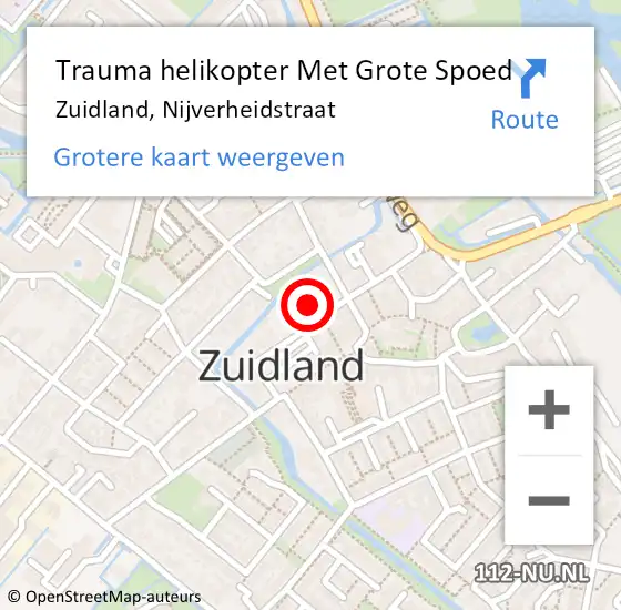 Locatie op kaart van de 112 melding: Trauma helikopter Met Grote Spoed Naar Zuidland, Nijverheidstraat op 24 juli 2023 06:44