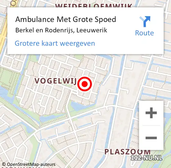 Locatie op kaart van de 112 melding: Ambulance Met Grote Spoed Naar Berkel en Rodenrijs, Leeuwerik op 24 juli 2023 07:02