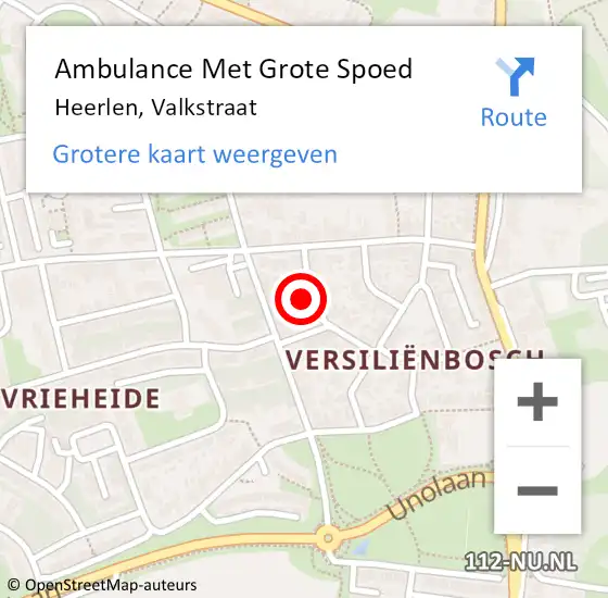 Locatie op kaart van de 112 melding: Ambulance Met Grote Spoed Naar Heerlen, Valkstraat op 24 juli 2023 07:52