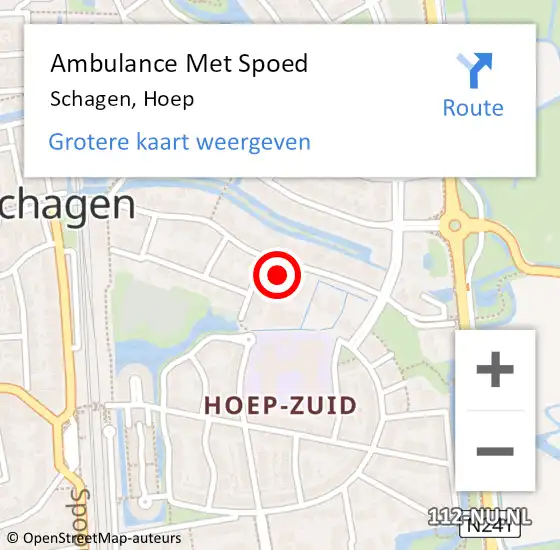 Locatie op kaart van de 112 melding: Ambulance Met Spoed Naar Schagen, Hoep op 24 juli 2023 08:29