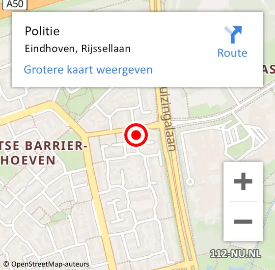 Locatie op kaart van de 112 melding: Politie Eindhoven, Rijssellaan op 24 juli 2023 08:48