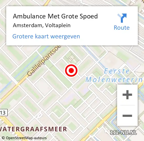 Locatie op kaart van de 112 melding: Ambulance Met Grote Spoed Naar Amsterdam, Voltaplein op 24 juli 2023 08:59