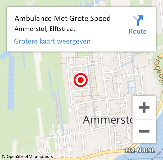 Locatie op kaart van de 112 melding: Ambulance Met Grote Spoed Naar Ammerstol, Elftstraat op 2 september 2014 18:12