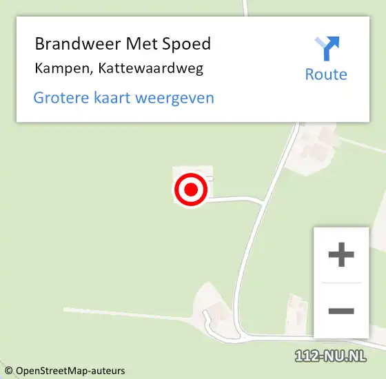 Locatie op kaart van de 112 melding: Brandweer Met Spoed Naar Kampen, Kattewaardweg op 24 juli 2023 09:17