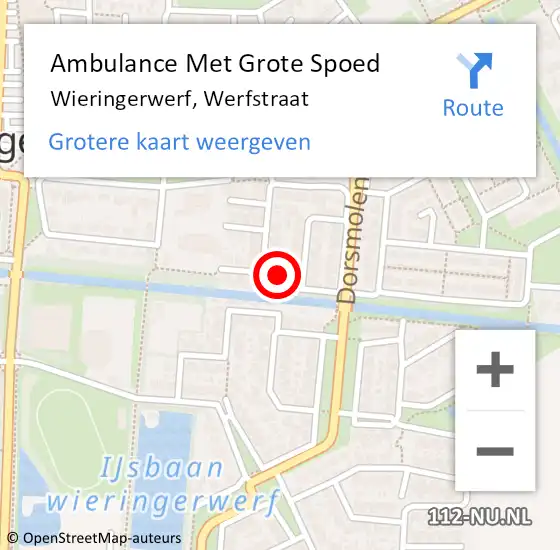 Locatie op kaart van de 112 melding: Ambulance Met Grote Spoed Naar Wieringerwerf, Werfstraat op 24 juli 2023 09:35