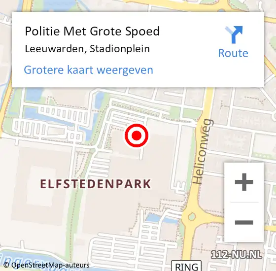 Locatie op kaart van de 112 melding: Politie Met Grote Spoed Naar Leeuwarden, Stadionplein op 24 juli 2023 09:40