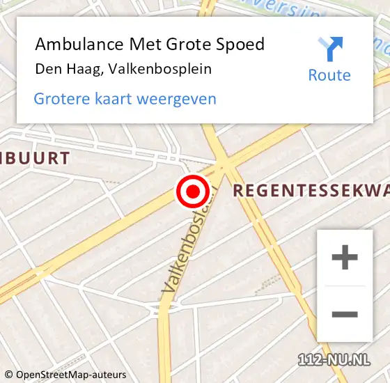 Locatie op kaart van de 112 melding: Ambulance Met Grote Spoed Naar Den Haag, Valkenbosplein op 24 juli 2023 09:58