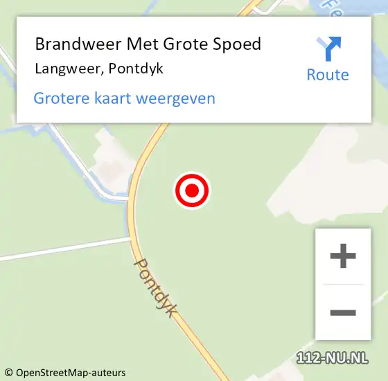 Locatie op kaart van de 112 melding: Brandweer Met Grote Spoed Naar Langweer, Pontdyk op 24 juli 2023 10:17