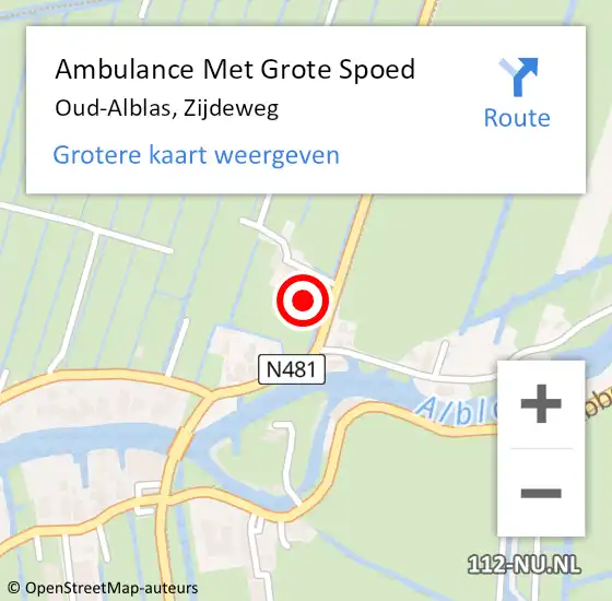 Locatie op kaart van de 112 melding: Ambulance Met Grote Spoed Naar Oud-Alblas, Zijdeweg op 24 juli 2023 11:22