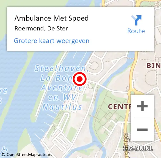 Locatie op kaart van de 112 melding: Ambulance Met Spoed Naar Roermond, De Ster op 24 juli 2023 11:25