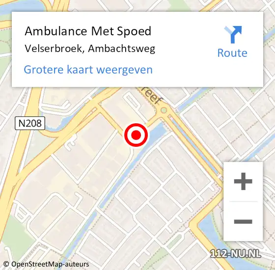 Locatie op kaart van de 112 melding: Ambulance Met Spoed Naar Velserbroek, Ambachtsweg op 24 juli 2023 11:35