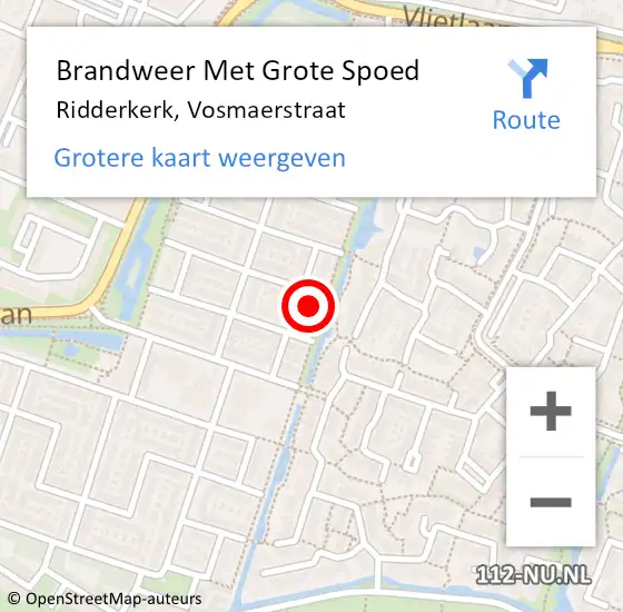 Locatie op kaart van de 112 melding: Brandweer Met Grote Spoed Naar Ridderkerk, Vosmaerstraat op 24 juli 2023 11:42