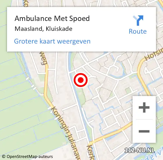 Locatie op kaart van de 112 melding: Ambulance Met Spoed Naar Maasland, Kluiskade op 24 juli 2023 12:29