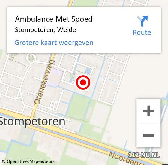 Locatie op kaart van de 112 melding: Ambulance Met Spoed Naar Stompetoren, Weide op 2 september 2014 18:43