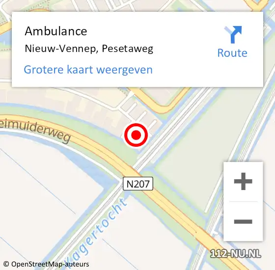 Locatie op kaart van de 112 melding: Ambulance Nieuw-Vennep, Pesetaweg op 24 juli 2023 13:24