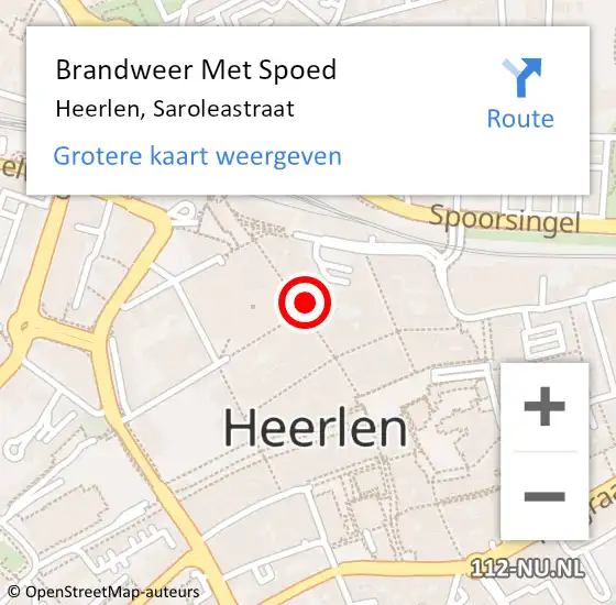 Locatie op kaart van de 112 melding: Brandweer Met Spoed Naar Heerlen, Saroleastraat op 24 juli 2023 13:44