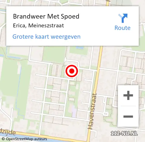 Locatie op kaart van de 112 melding: Brandweer Met Spoed Naar Erica, Meineszstraat op 24 juli 2023 13:51