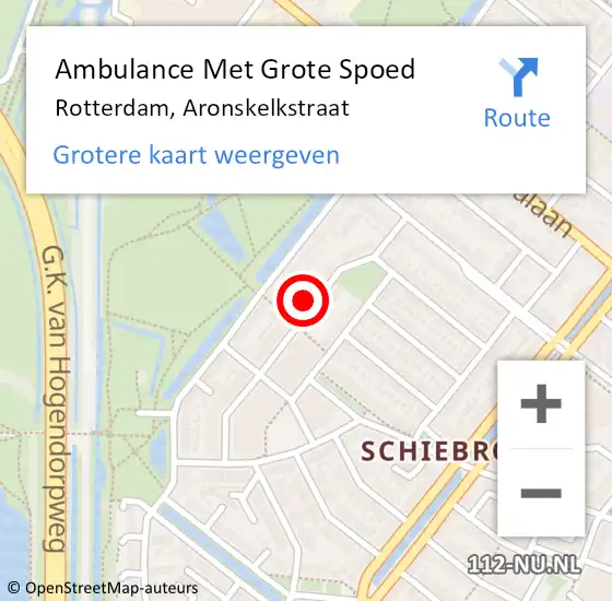 Locatie op kaart van de 112 melding: Ambulance Met Grote Spoed Naar Rotterdam, Aronskelkstraat op 24 juli 2023 14:00