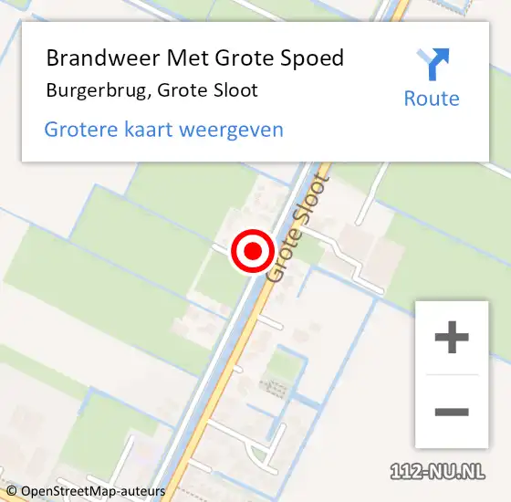 Locatie op kaart van de 112 melding: Brandweer Met Grote Spoed Naar Burgerbrug, Grote Sloot op 2 september 2014 18:55