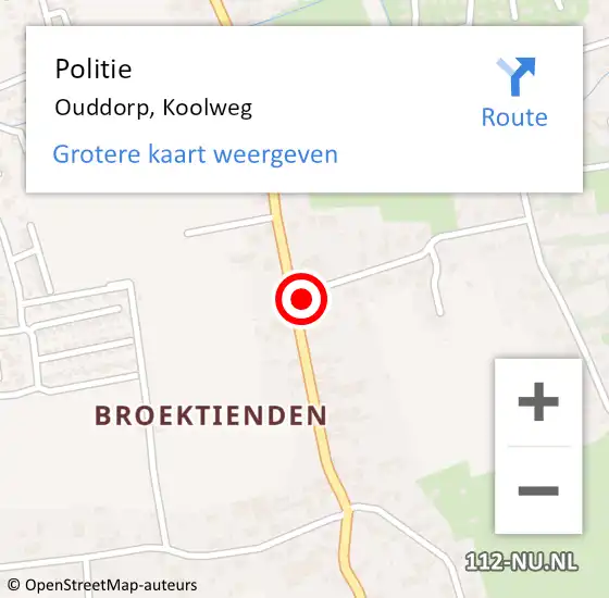 Locatie op kaart van de 112 melding: Politie Ouddorp, Koolweg op 24 juli 2023 14:05