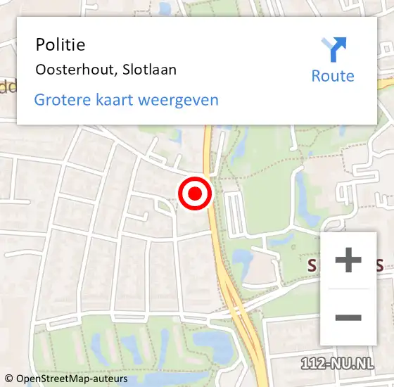 Locatie op kaart van de 112 melding: Politie Oosterhout, Slotlaan op 24 juli 2023 14:08
