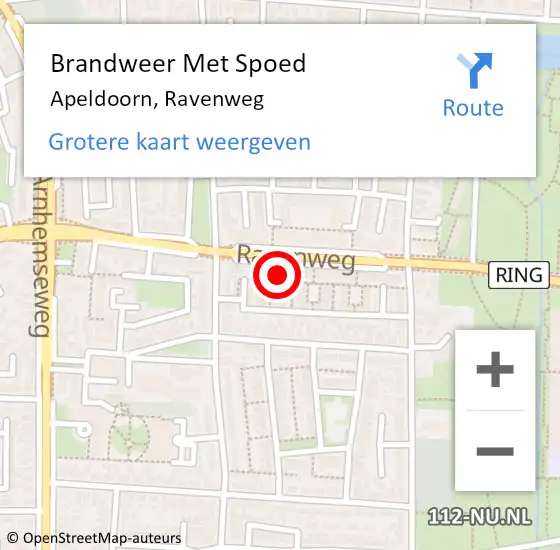 Locatie op kaart van de 112 melding: Brandweer Met Spoed Naar Apeldoorn, Ravenweg op 24 juli 2023 14:26