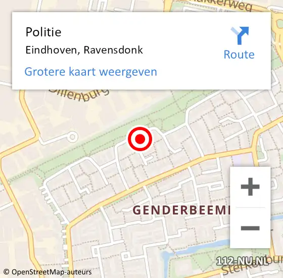 Locatie op kaart van de 112 melding: Politie Eindhoven, Ravensdonk op 24 juli 2023 14:27