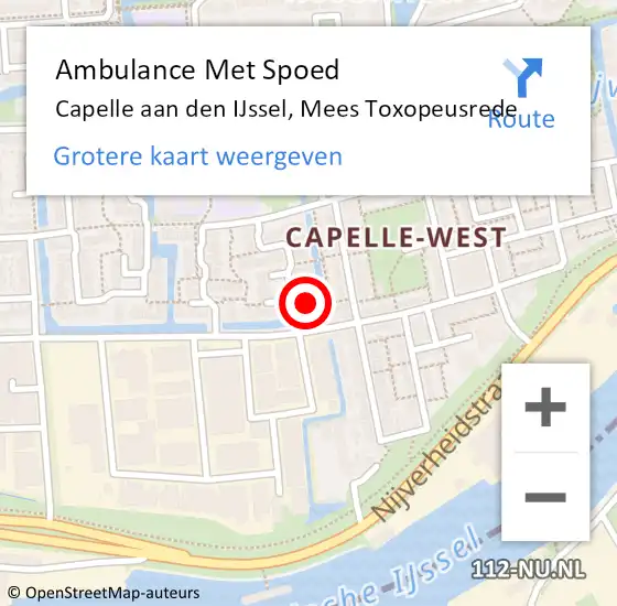 Locatie op kaart van de 112 melding: Ambulance Met Spoed Naar Capelle aan den IJssel, Mees Toxopeusrede op 24 juli 2023 15:07