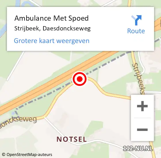 Locatie op kaart van de 112 melding: Ambulance Met Spoed Naar Strijbeek, Daesdonckseweg op 2 september 2014 19:06