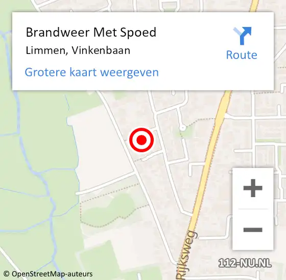 Locatie op kaart van de 112 melding: Brandweer Met Spoed Naar Limmen, Vinkenbaan op 24 juli 2023 15:24