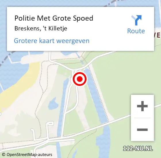 Locatie op kaart van de 112 melding: Politie Met Grote Spoed Naar Breskens, 't Killetje op 24 juli 2023 15:46