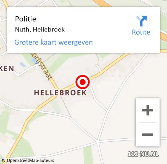 Locatie op kaart van de 112 melding: Politie Nuth, Hellebroek op 24 juli 2023 16:06