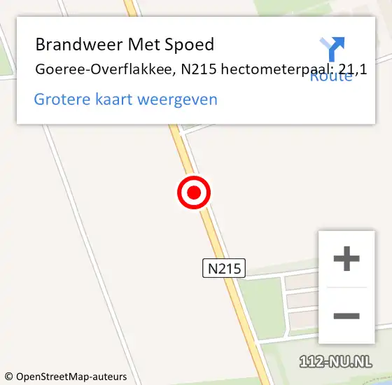 Locatie op kaart van de 112 melding: Brandweer Met Spoed Naar Goeree-Overflakkee, N215 hectometerpaal: 21,1 op 24 juli 2023 16:23