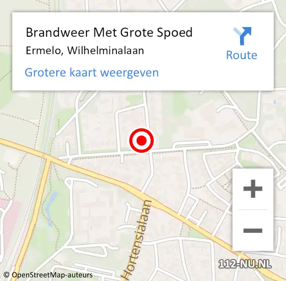 Locatie op kaart van de 112 melding: Brandweer Met Grote Spoed Naar Ermelo, Wilhelminalaan op 24 juli 2023 16:35