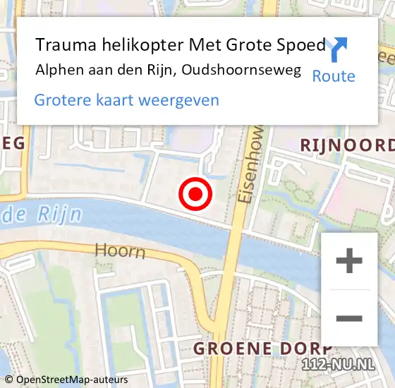 Locatie op kaart van de 112 melding: Trauma helikopter Met Grote Spoed Naar Alphen aan den Rijn, Oudshoornseweg op 24 juli 2023 16:39