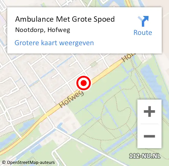 Locatie op kaart van de 112 melding: Ambulance Met Grote Spoed Naar Nootdorp, Hofweg op 24 juli 2023 16:50