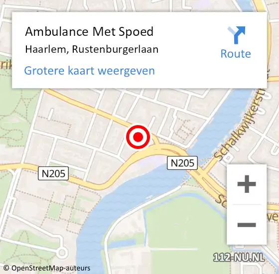 Locatie op kaart van de 112 melding: Ambulance Met Spoed Naar Haarlem, Rustenburgerlaan op 24 juli 2023 16:57