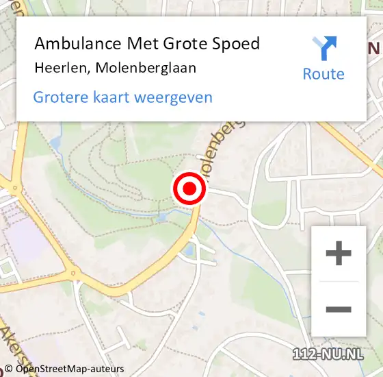 Locatie op kaart van de 112 melding: Ambulance Met Grote Spoed Naar Heerlen, Molenberglaan op 24 juli 2023 17:30