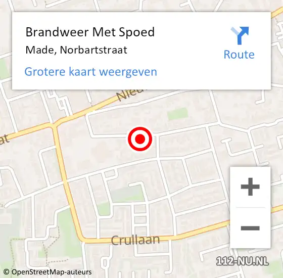 Locatie op kaart van de 112 melding: Brandweer Met Spoed Naar Made, Norbartstraat op 24 juli 2023 17:36