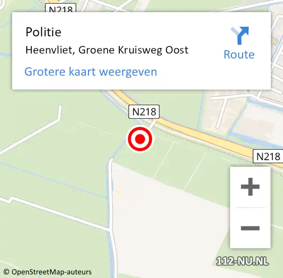 Locatie op kaart van de 112 melding: Politie Heenvliet, Groene Kruisweg Oost op 24 juli 2023 17:48