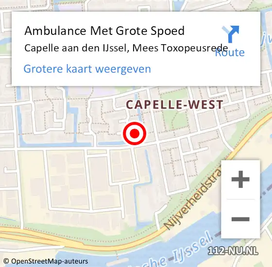 Locatie op kaart van de 112 melding: Ambulance Met Grote Spoed Naar Capelle aan den IJssel, Mees Toxopeusrede op 24 juli 2023 18:10