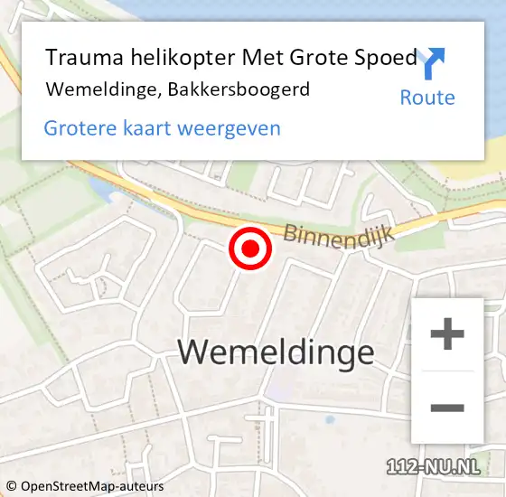 Locatie op kaart van de 112 melding: Trauma helikopter Met Grote Spoed Naar Wemeldinge, Bakkersboogerd op 24 juli 2023 18:16