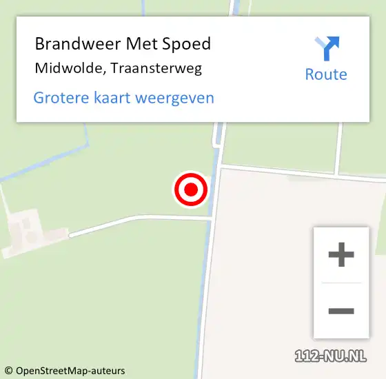 Locatie op kaart van de 112 melding: Brandweer Met Spoed Naar Midwolde, Traansterweg op 24 juli 2023 18:16