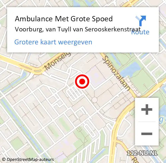 Locatie op kaart van de 112 melding: Ambulance Met Grote Spoed Naar Voorburg, van Tuyll van Serooskerkenstraat op 24 juli 2023 18:17