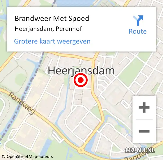 Locatie op kaart van de 112 melding: Brandweer Met Spoed Naar Heerjansdam, Perenhof op 24 juli 2023 18:25