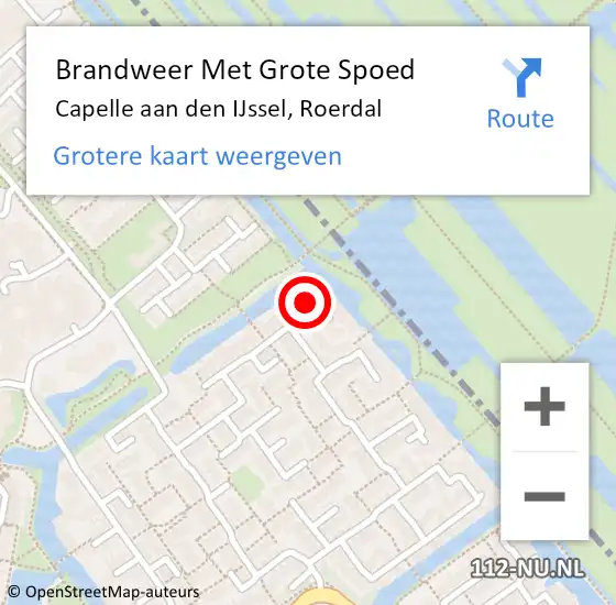 Locatie op kaart van de 112 melding: Brandweer Met Grote Spoed Naar Capelle aan den IJssel, Roerdal op 24 juli 2023 18:39