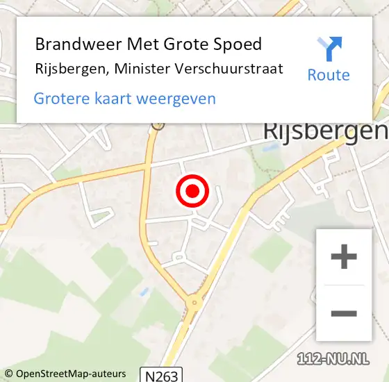 Locatie op kaart van de 112 melding: Brandweer Met Grote Spoed Naar Rijsbergen, Minister Verschuurstraat op 24 juli 2023 18:54