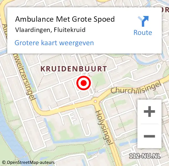 Locatie op kaart van de 112 melding: Ambulance Met Grote Spoed Naar Vlaardingen, Fluitekruid op 24 juli 2023 18:55