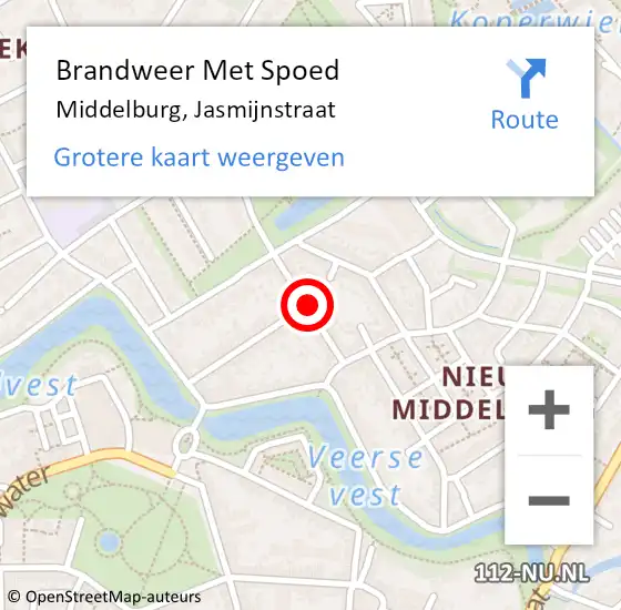 Locatie op kaart van de 112 melding: Brandweer Met Spoed Naar Middelburg, Jasmijnstraat op 24 juli 2023 19:34