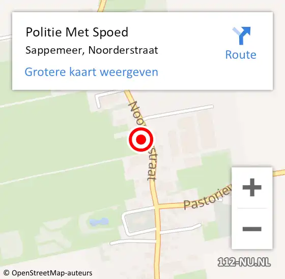 Locatie op kaart van de 112 melding: Politie Met Spoed Naar Sappemeer, Noorderstraat op 24 juli 2023 19:37